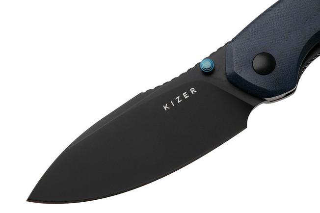 Afbeelding voor Kizer Meteora V3730A3, Black PVD Nitro-V, Blue Richlite zakmes, Evgeniy Bulychev design
