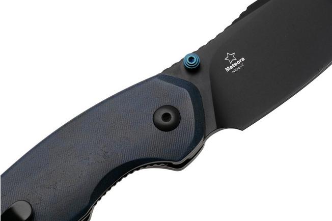 Afbeelding voor Kizer Meteora V3730A3, Black PVD Nitro-V, Blue Richlite zakmes, Evgeniy Bulychev design