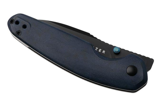 Afbeelding voor Kizer Meteora V3730A3, Black PVD Nitro-V, Blue Richlite zakmes, Evgeniy Bulychev design