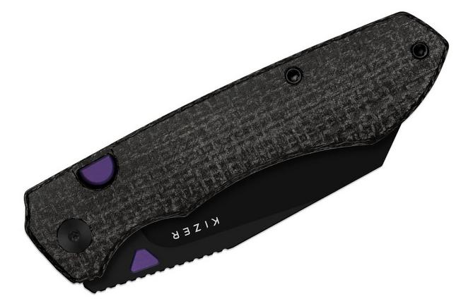 Image pour Kizer Wharning V3738BW1, PVD Böhler N690, Black Micarta couteau de poche, Johan Jordaan design