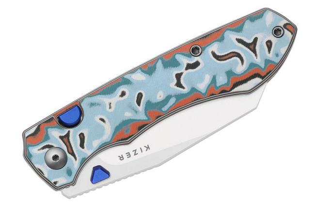 Image pour Kizer Wharning V3738BW4, Satin Böhler N690, Vortex Pattern Micarta couteau de poche, Johan Jordaan design