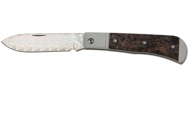 Afbeelding voor Kizer Vanguard Trestle D V3760A4 Acid-Washed Rainbow Damascus, Aluminium & Copper FatCarbon, zakmes, Azo design