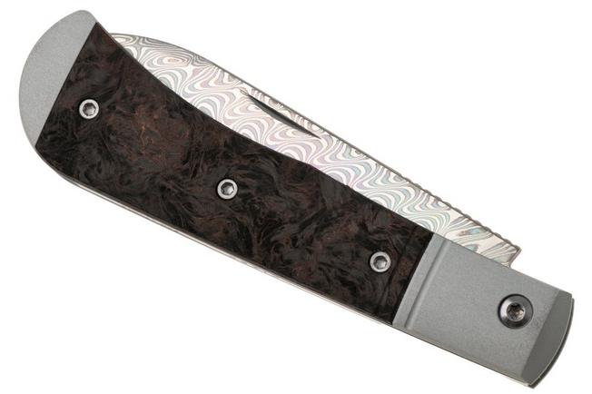 Afbeelding voor Kizer Vanguard Trestle D V3760A4 Acid-Washed Rainbow Damascus, Aluminium & Copper FatCarbon, zakmes, Azo design