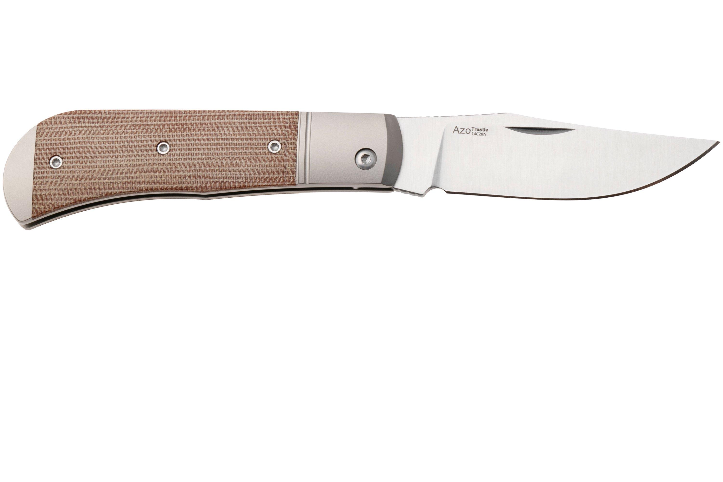 Kizer Vanguard Trestle V3761A1 Satin 14C28N, Titanium Micarta