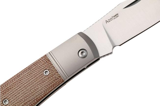 Afbeelding voor Kizer Vanguard Trestle V3761A1 Satin 14C28N, Titanium Micarta Inlay, zakmes, Azo design