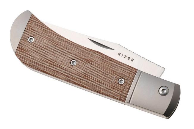 Afbeelding voor Kizer Vanguard Trestle V3761A1 Satin 14C28N, Titanium Micarta Inlay, zakmes, Azo design
