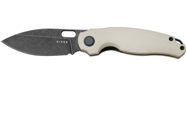 Afbeelding voor Kizer Vanguard Seagull V3770A3 Blackwashed 14C28N, Champagne Aluminium, zakmes