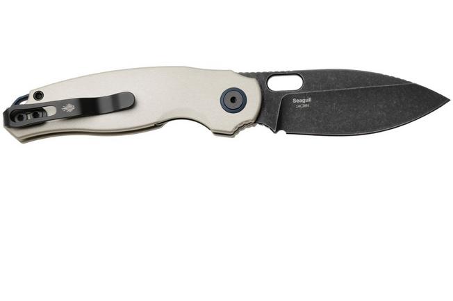 Afbeelding voor Kizer Vanguard Seagull V3770A3 Blackwashed 14C28N, Champagne Aluminium, zakmes