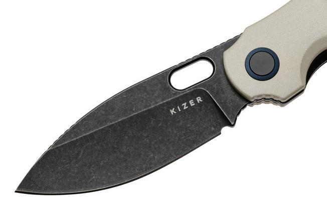 Afbeelding voor Kizer Vanguard Seagull V3770A3 Blackwashed 14C28N, Champagne Aluminium, zakmes