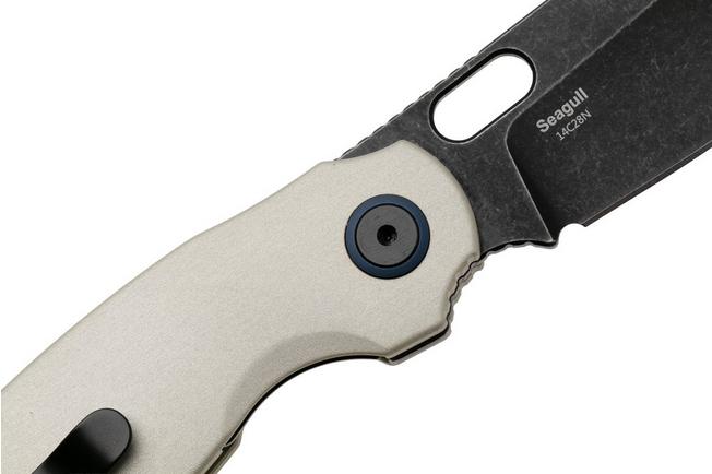 Afbeelding voor Kizer Vanguard Seagull V3770A3 Blackwashed 14C28N, Champagne Aluminium, zakmes