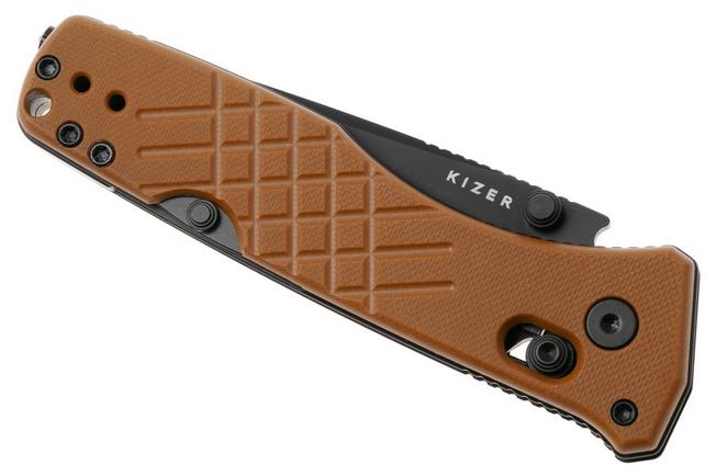 Imagen para Kizer Vanguard Aegis T V3774CTA3 PVD AEB-L, Tan G10, navaja, diseño de Azo