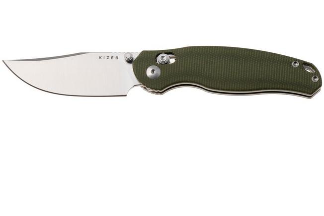 Afbeelding voor Kizer Vanguard Phoca CC V3780A1 Satin AEB-L, Green Micarta, zakmes