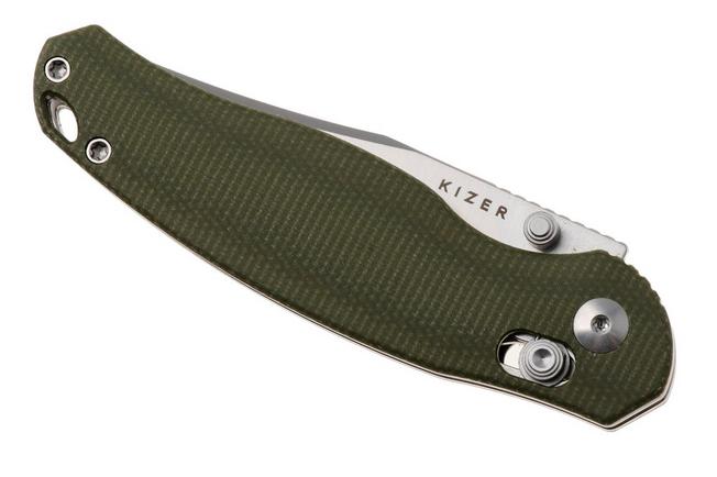 Afbeelding voor Kizer Vanguard Phoca CC V3780A1 Satin AEB-L, Green Micarta, zakmes