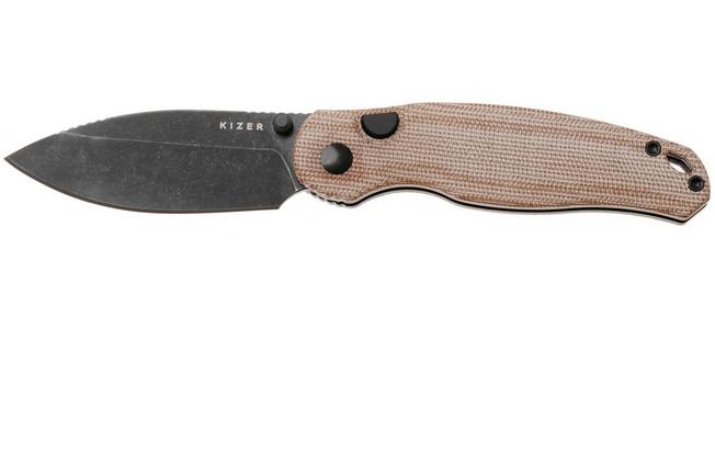 Image for Kizer Vanguard Phoca BD V3781BDA1 Blackwashed 14C28N, Brown Norplex UltreX Micarta, pocket knife