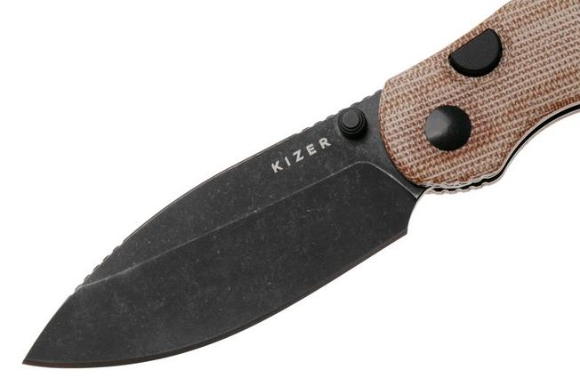 Image for Kizer Vanguard Phoca BD V3781BDA1 Blackwashed 14C28N, Brown Norplex UltreX Micarta, pocket knife