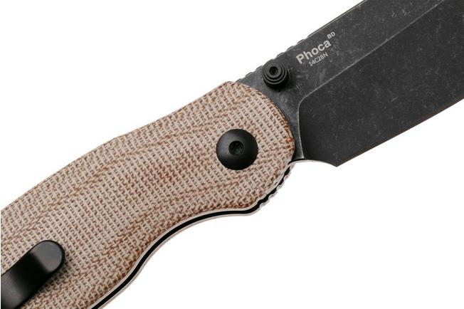 Image for Kizer Vanguard Phoca BD V3781BDA1 Blackwashed 14C28N, Brown Norplex UltreX Micarta, pocket knife