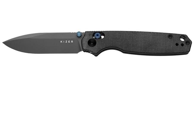 Image for Kizer Pokiman CD V3789A1 Gray Stonewashed AEB-L, Black Micarta, pocket knife