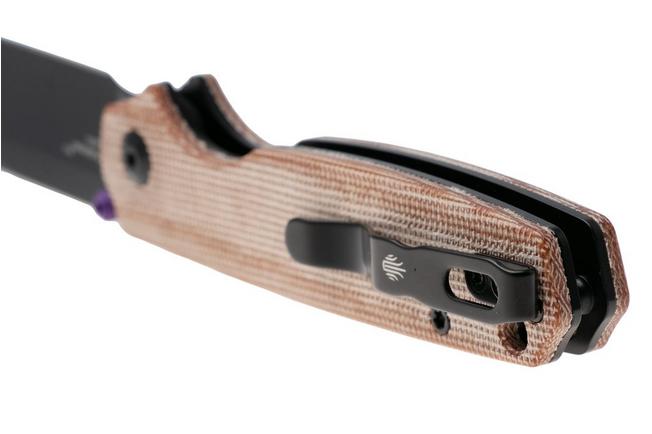 Afbeelding voor Kizer Pokiman BLL V3789BDA1, Black PVD AEB-L Droppoint, Natural Micarta zakmes