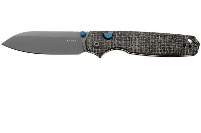 Obraz dla Nóż składany Kizer Pokiman BLL V3789BSA1, Gray PVD AEB-L Sheepsfoot, Black Micarta