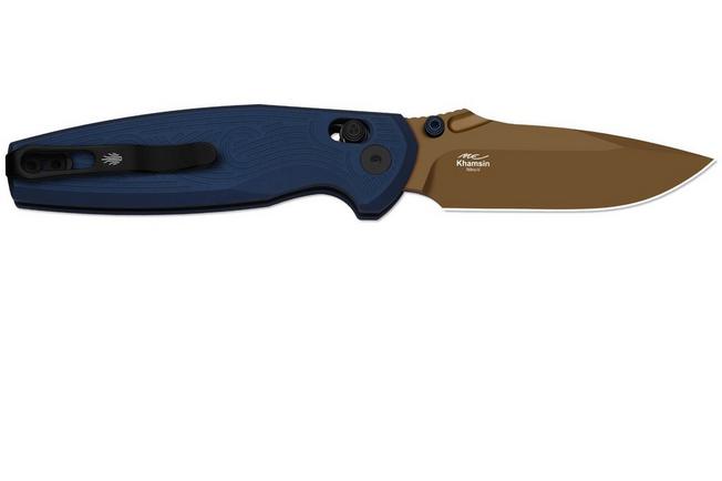 Image for Kizer Khamsin V3791A2, Sunset Metal PVD Nitro-V, Blue Aluminum pocket knife, Maksim Epifantsev design