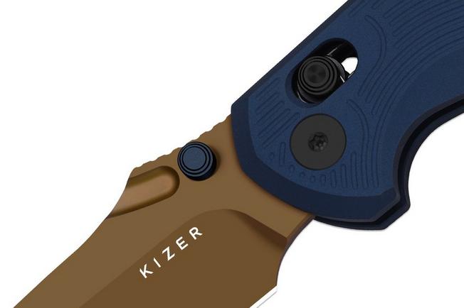 Image for Kizer Khamsin V3791A2, Sunset Metal PVD Nitro-V, Blue Aluminum pocket knife, Maksim Epifantsev design