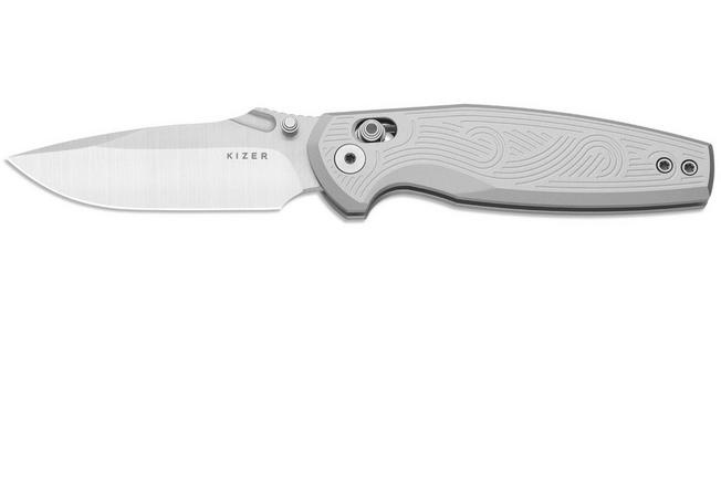 Image for Kizer Khamsin V3791A3, Satin Nitro-V, Light Gray Aluminum pocket knife, Maksim Epifantsev design