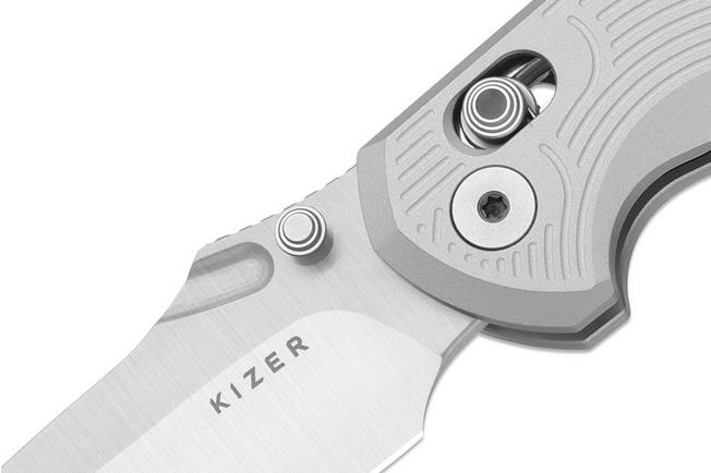 Image for Kizer Khamsin V3791A3, Satin Nitro-V, Light Gray Aluminum pocket knife, Maksim Epifantsev design