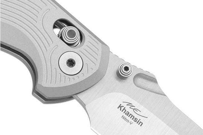 Image for Kizer Khamsin V3791A3, Satin Nitro-V, Light Gray Aluminum pocket knife, Maksim Epifantsev design