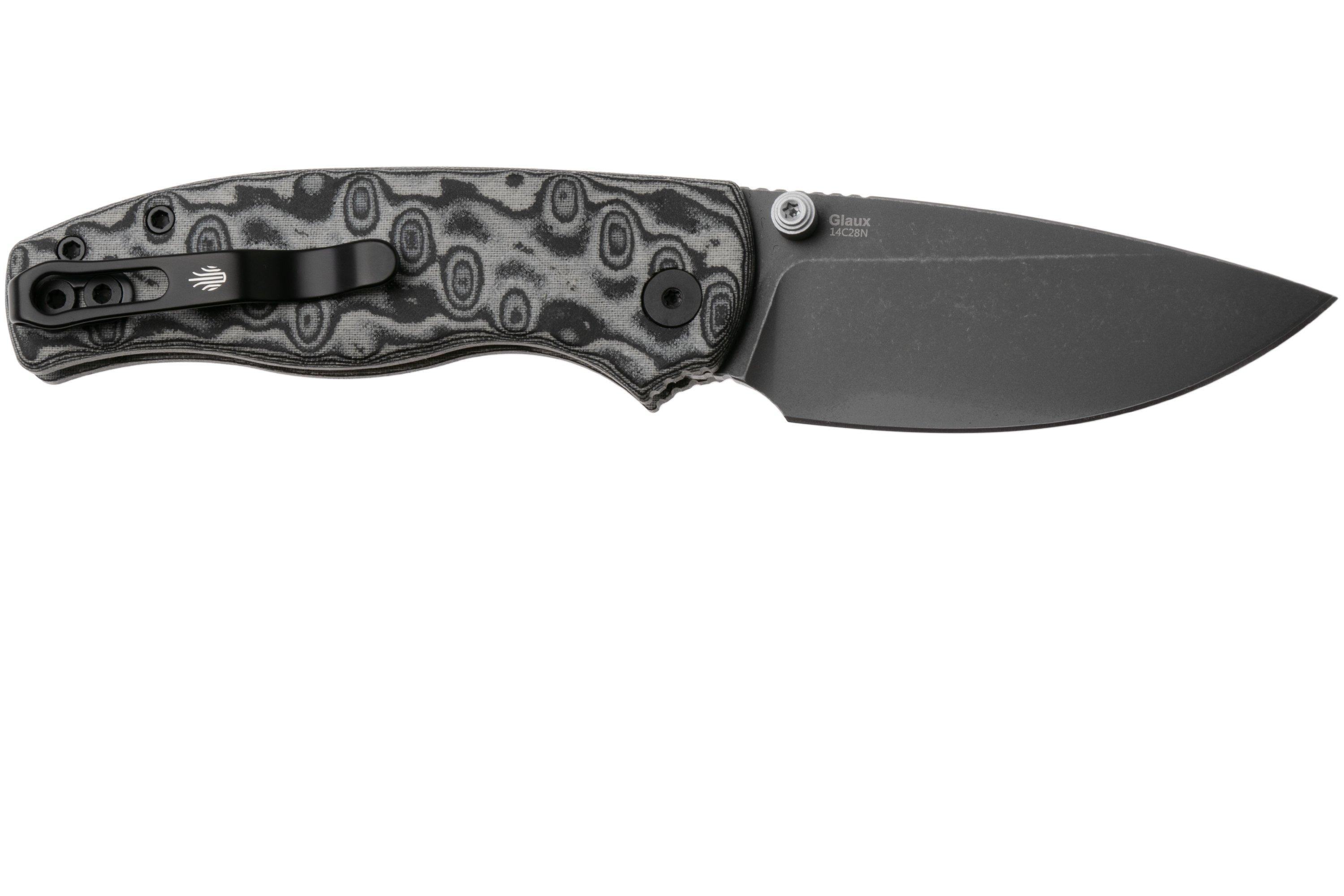 Kizer Vanguard Glaux V3801A2 Graywashed 14C28N, Vortex Pattern Micarta ...
