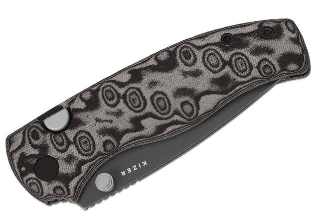 Bild für Kizer Vanguard Glaux V3801A2 Graywashed 14C28N, Vortex Pattern Micarta, Taschenmesser
