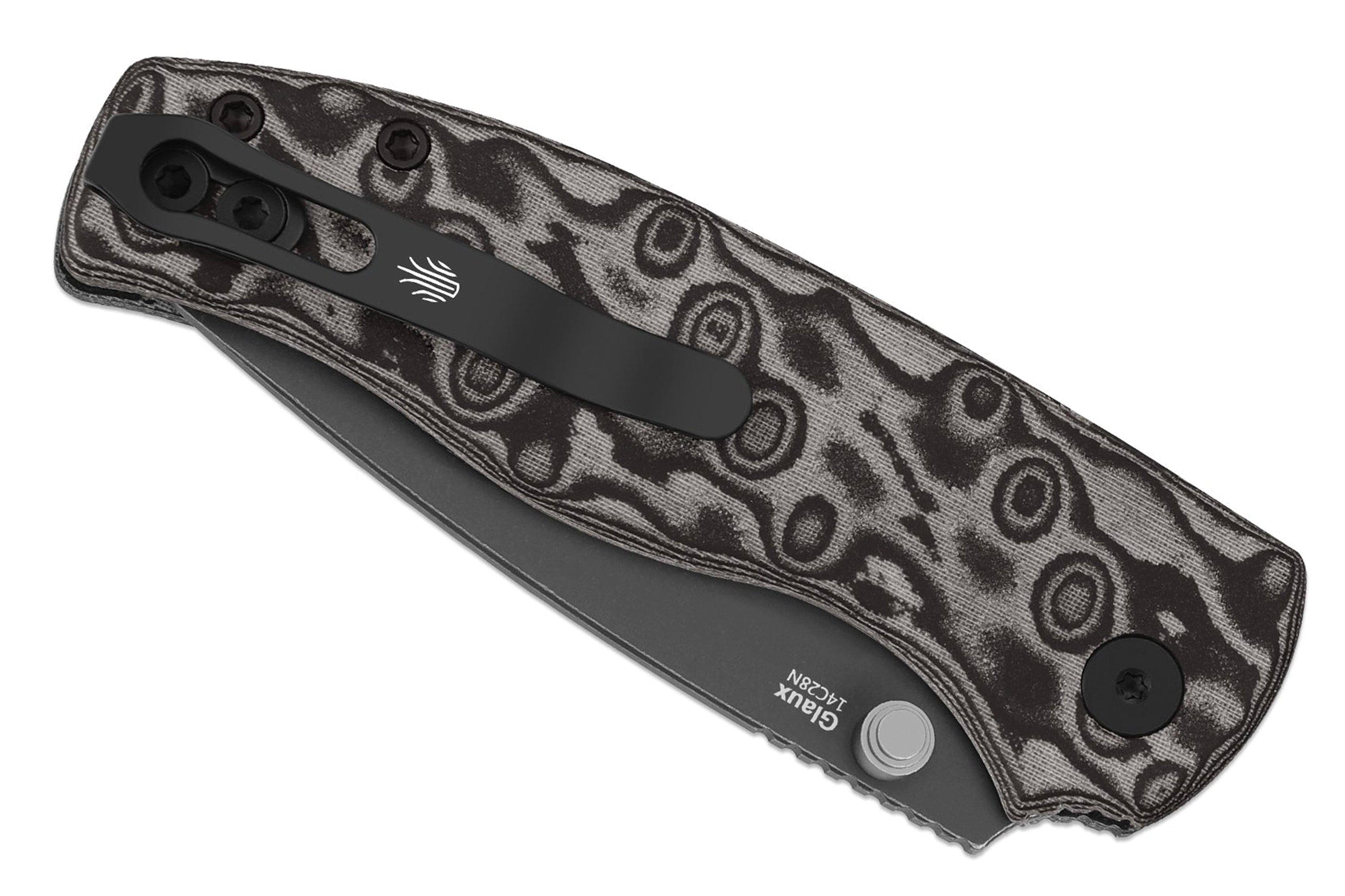 Kizer Vanguard Glaux V3801A2 Graywashed 14C28N, Vortex Pattern