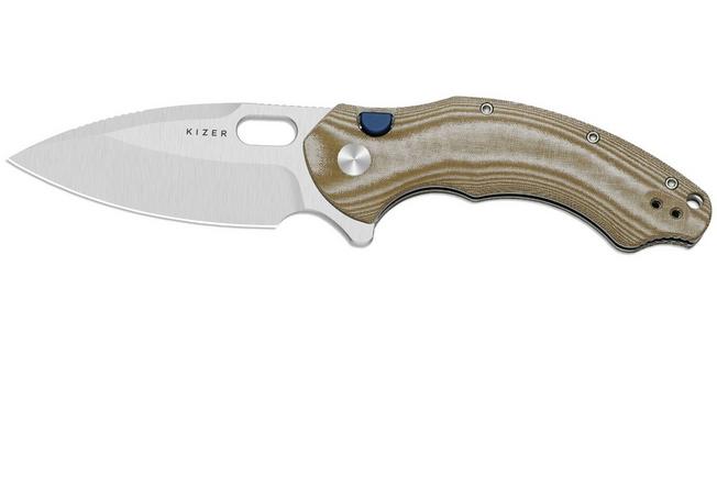 Bild für Kizer Roach XL V4477BDA1, Satin 14C28N, Norplex UltreX Micarta Taschenmesser, Matt Degnan Design