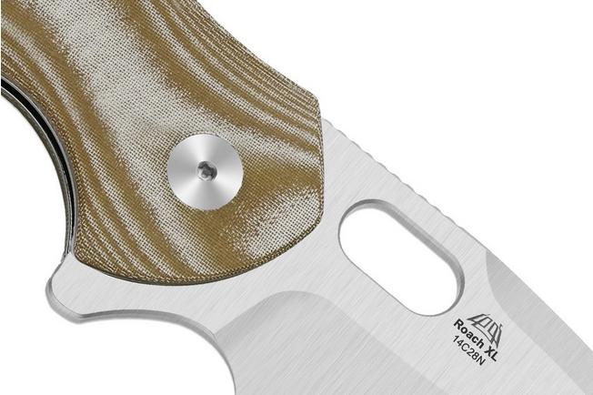 Bild für Kizer Roach XL V4477BDA1, Satin 14C28N, Norplex UltreX Micarta Taschenmesser, Matt Degnan Design