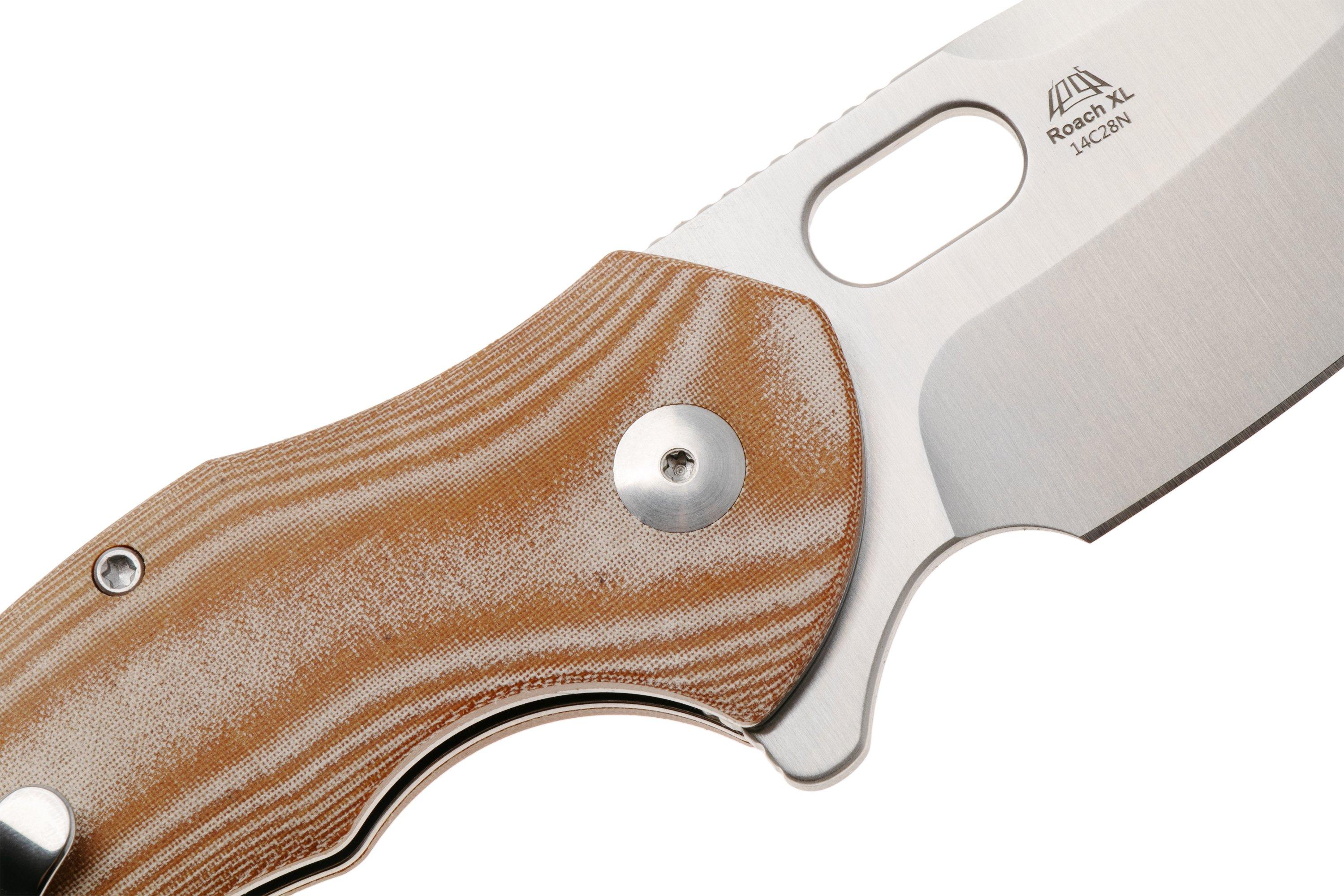 Kizer Roach XL V4477BDA1, Satin 14C28N, Norplex UltreX Micarta