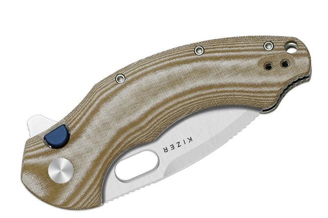 Bild für Kizer Roach XL V4477BDA1, Satin 14C28N, Norplex UltreX Micarta Taschenmesser, Matt Degnan Design