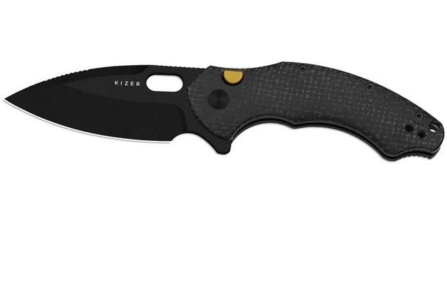 Image pour Kizer Roach XL V4477BDA2, PVD Blackwashed 14C28N, Black Micarta, couteau de poche, Matt Degnan design