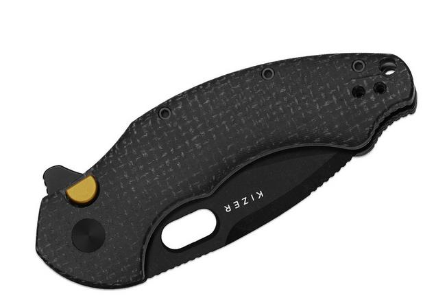 Image pour Kizer Roach XL V4477BDA2, PVD Blackwashed 14C28N, Black Micarta, couteau de poche, Matt Degnan design