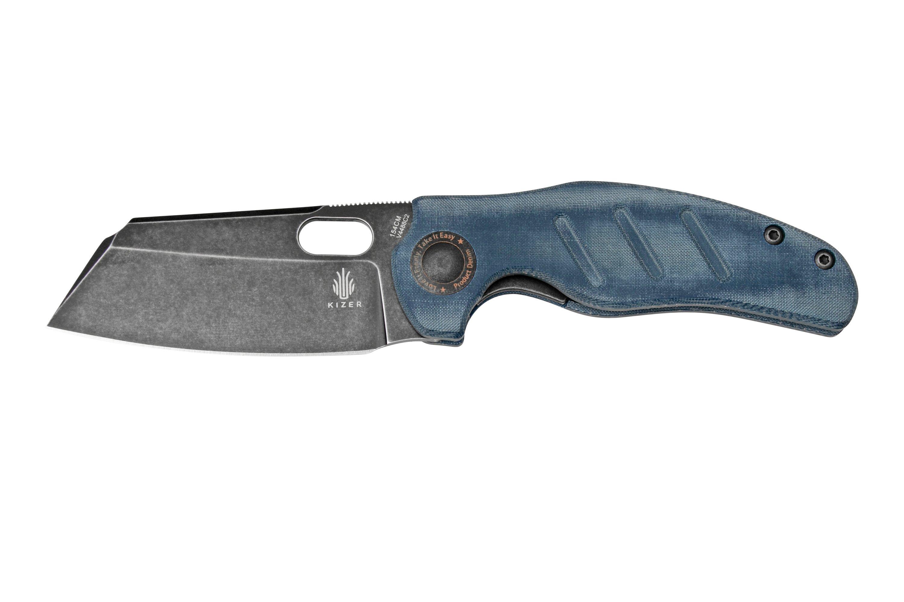 Kizer Vanguard C01C V4488C2 Denim Micarta pocket knife, Sheepdog design