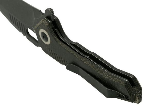 Exclusive Kizer EXTRA Mini Paragon Folding Knife Black/Red Damascus G10  Handle 3V Tanto Plain Edge Stonewashed Finish V3600E