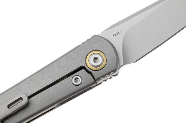 Afbeelding voor Kizer Feist 2 X Series ZX-3499-2A1 Stonewashed M390, Titanium, zakmes, Justin Lundquist x L.F design