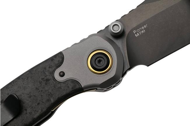 Afbeelding voor Kizer Pioneer ZX-FK03A1 Stonewashed DLC M390, Carbonfiber Titanium Bolster, zakmes