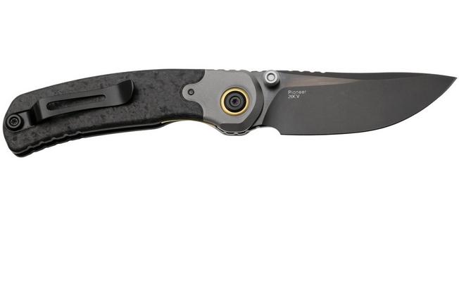 Afbeelding voor Kizer Pioneer ZX-FK03A4 Stonewashed DLC 20CV, Carbonfiber Titanium Bolster, zakmes