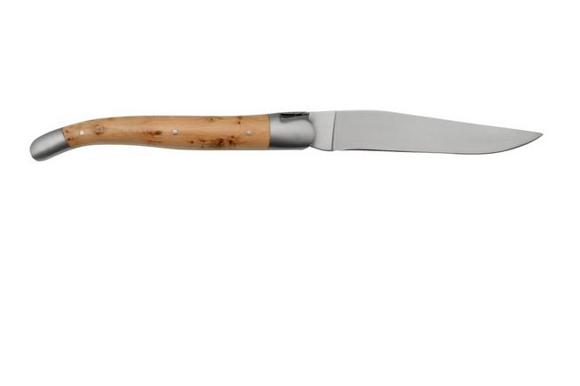 Laguiole Knife Juniper Wood Handle with Brass Bolsters