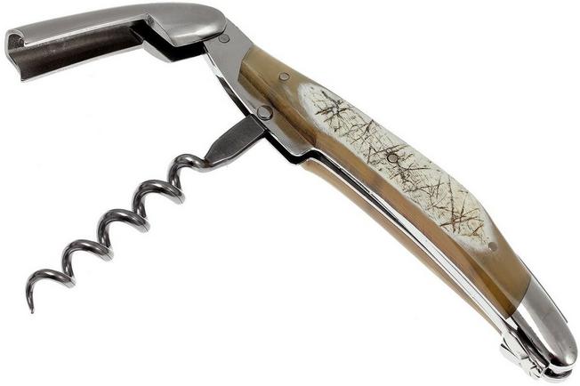Image for Forge de Laguiole SOM1CABRI, polished sommelier knife , Aubrac-cow horn