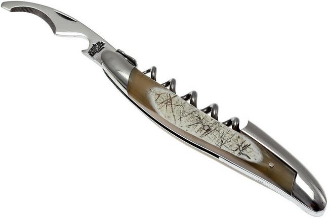 Image for Forge de Laguiole SOM1CABRI, polished sommelier knife , Aubrac-cow horn