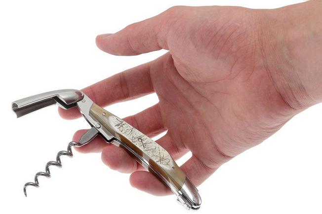 Image for Forge de Laguiole SOM1CABRI, polished sommelier knife , Aubrac-cow horn