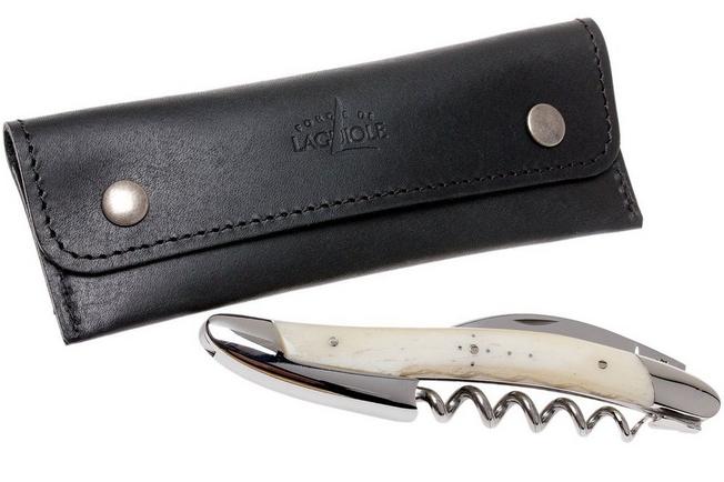 Laguiole Pocket Knife With Knife Sharpener Corkscrew Leather Knife