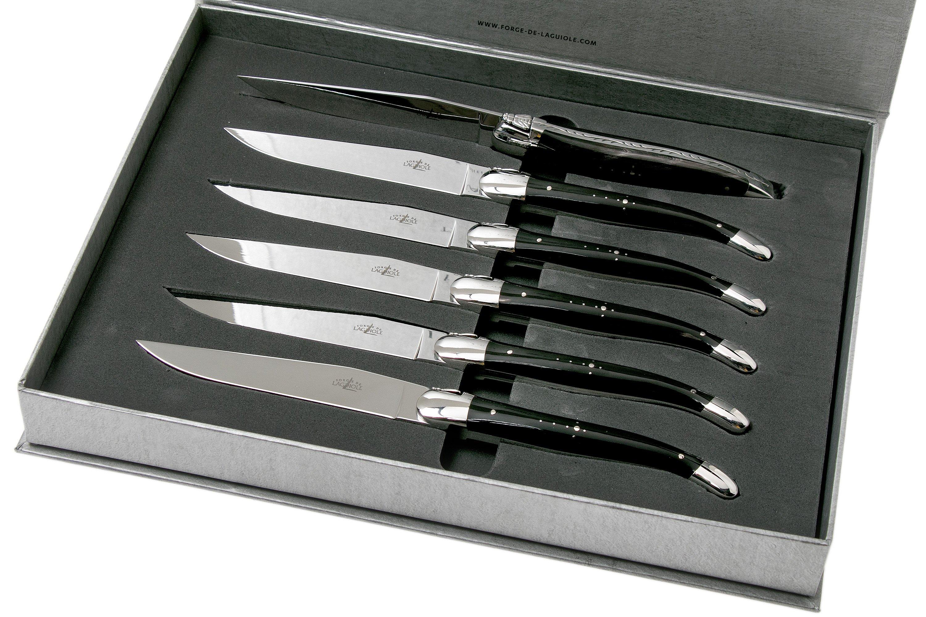 Cutluxe Cuchillos para carne – Juego de 4 cuchillos para carne de borde  recto – Acero alemán forjado de alto carbono – Espiga completa – Diseño de