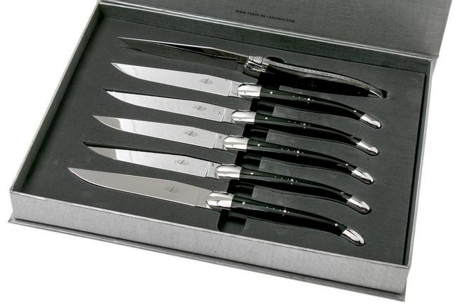 FORGE DE LAGUIOLE STEAK KNIFE SET ANIMALIA - SET OF 2 BLACK HORN