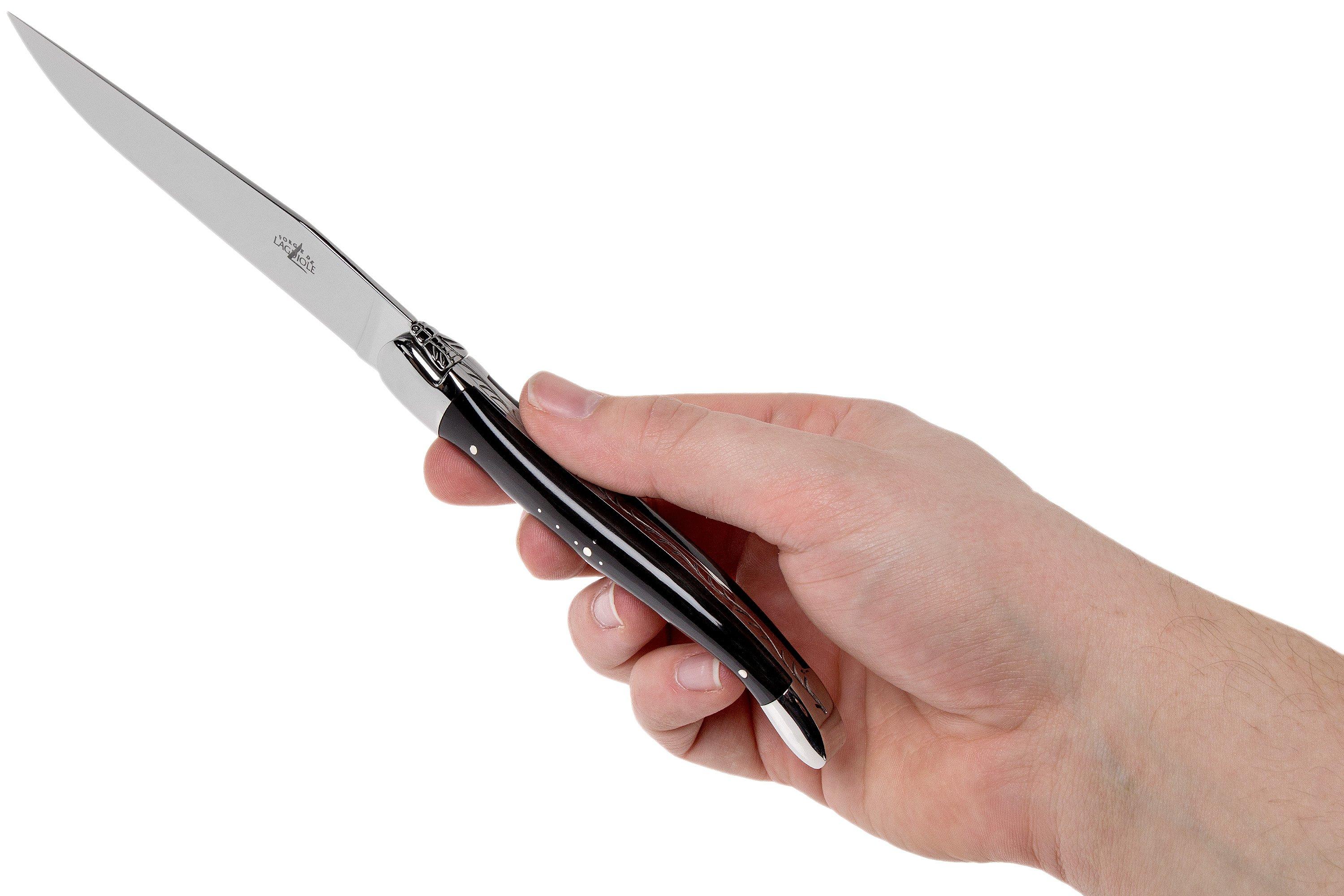 de Laguiole set of 6 steak knives black horn, T62MINBN